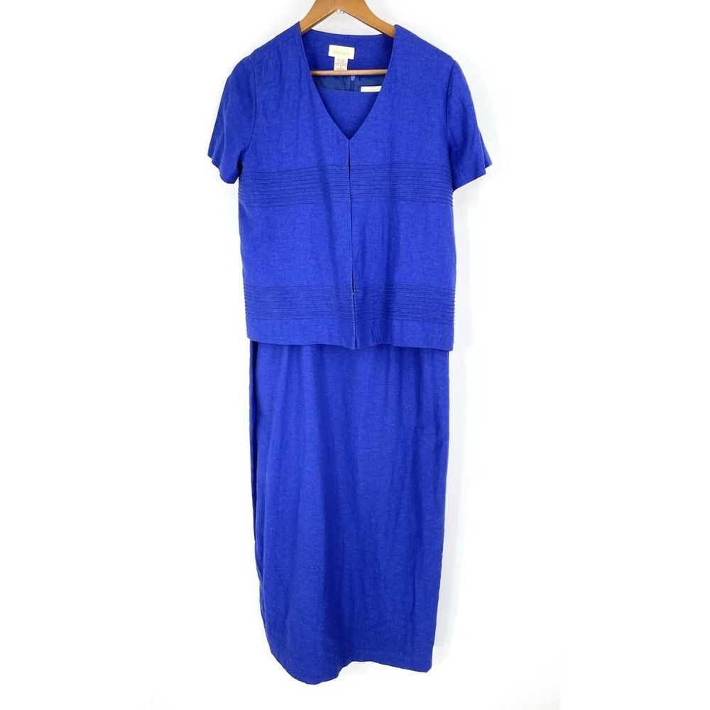 Mosaic Periwinkle Purple Size 12 Two Piece Jacket Dress Set Linen Lined